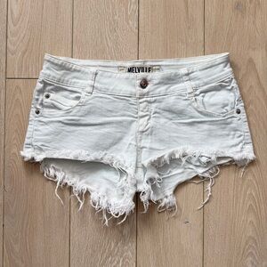 Brandy Melville Made in Italy White Frayed Women Shorts Size 38